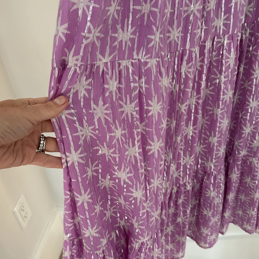 Oliphant Purple Maxi Dress with Silver Star Pattern